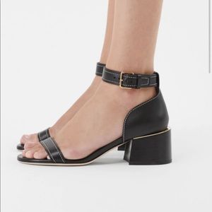 Burberry Leather Block Heeled Sandals